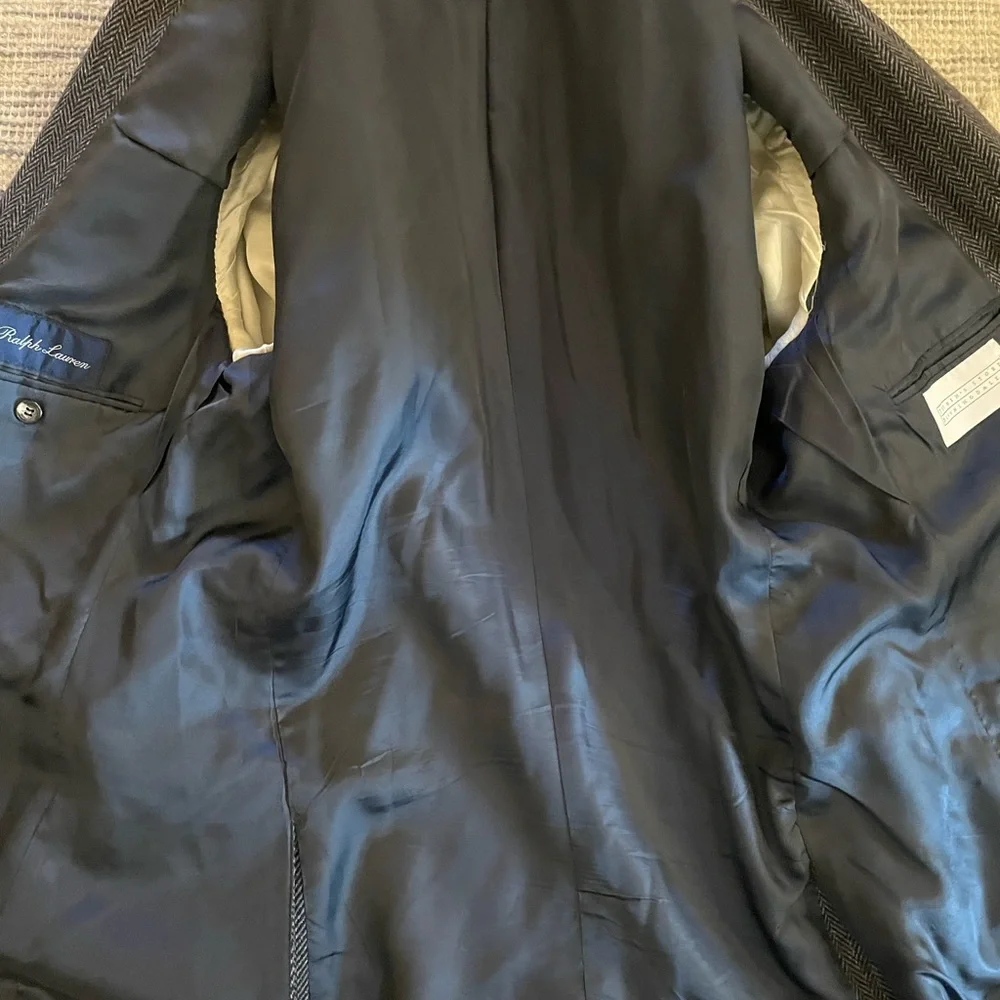 Ralph Lauren Made in USA Rare Blue Script Label Vintage Herringbone Jacket 44‎